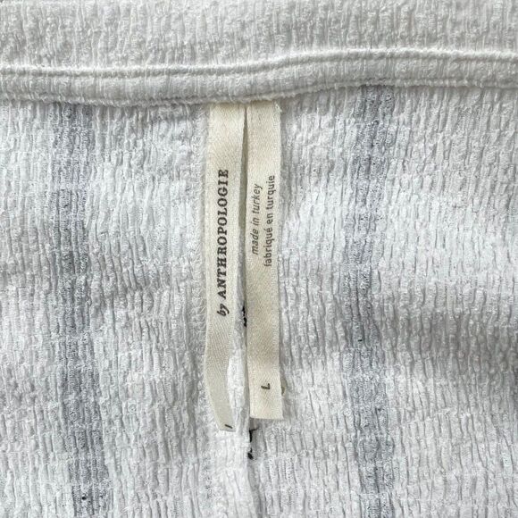 Anthropologie Willa Textured Striped V Neck Top White Black - Picture 6 of 8